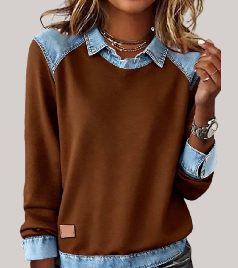 Sanne - Trui Met Denim Kraag