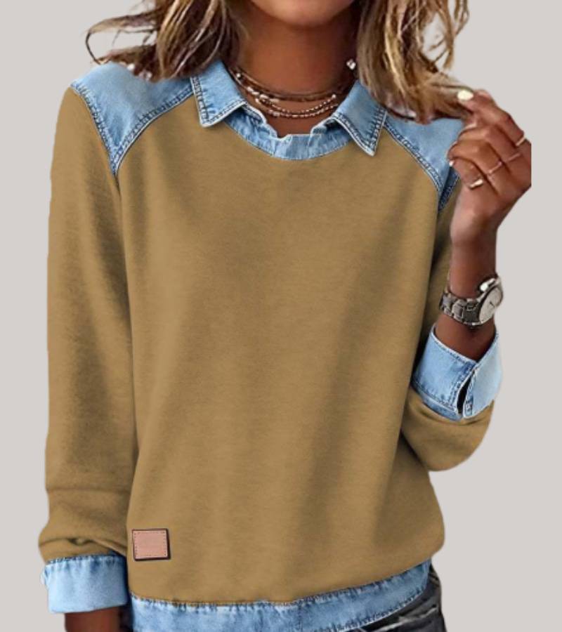 Sanne - Trui Met Denim Kraag