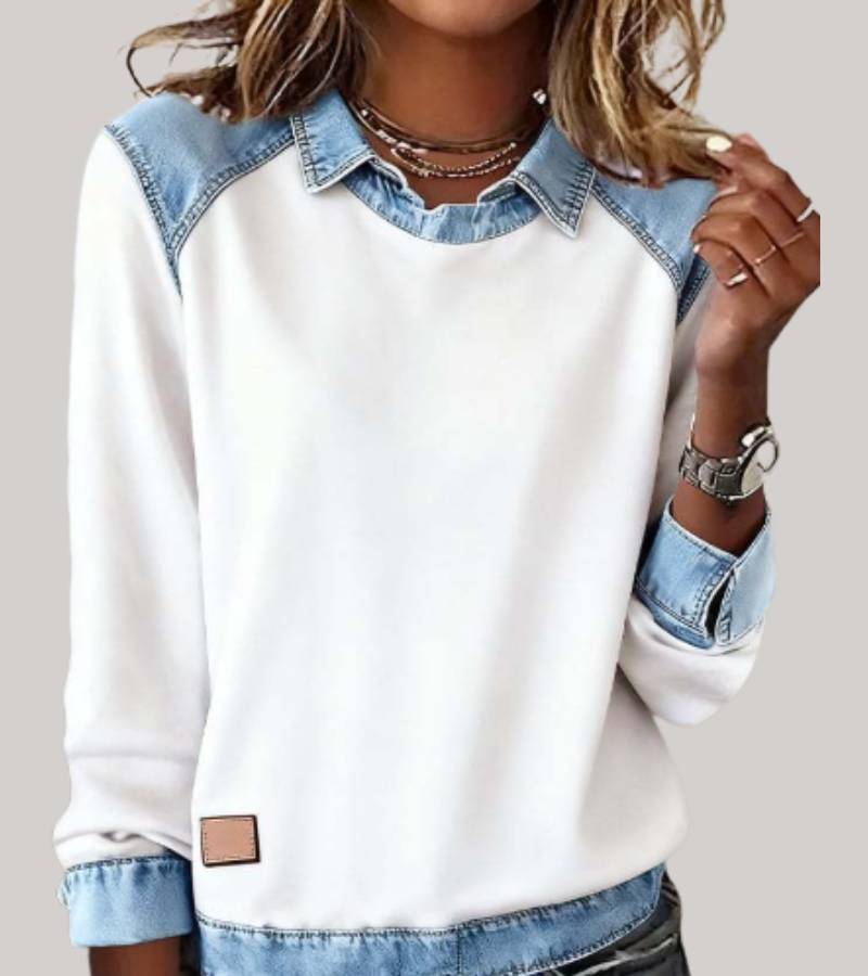 Sanne - Trui Met Denim Kraag