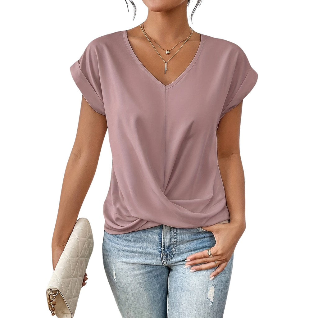 Lotte - V-Hals T-Shirt Met Twistdetail