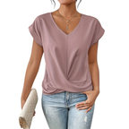 Lotte - V-Hals T-Shirt Met Twistdetail