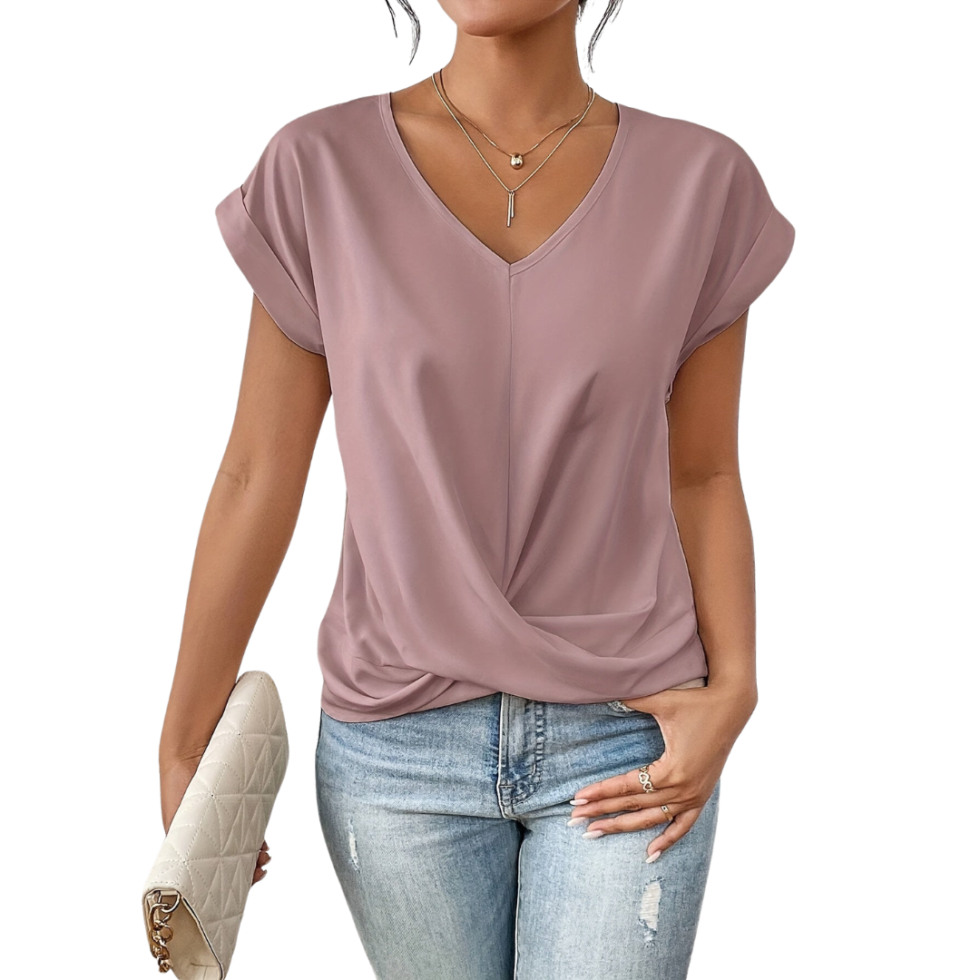Lotte - V-Hals T-Shirt Met Twistdetail