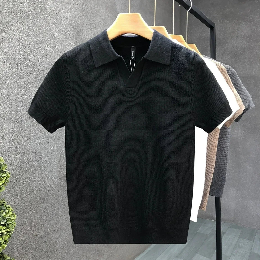 Timo - Ademend gebreid poloshirt
