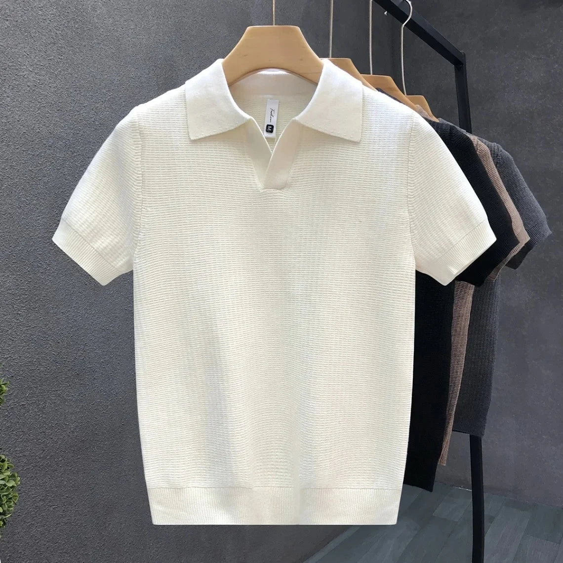 Timo - Ademend gebreid poloshirt