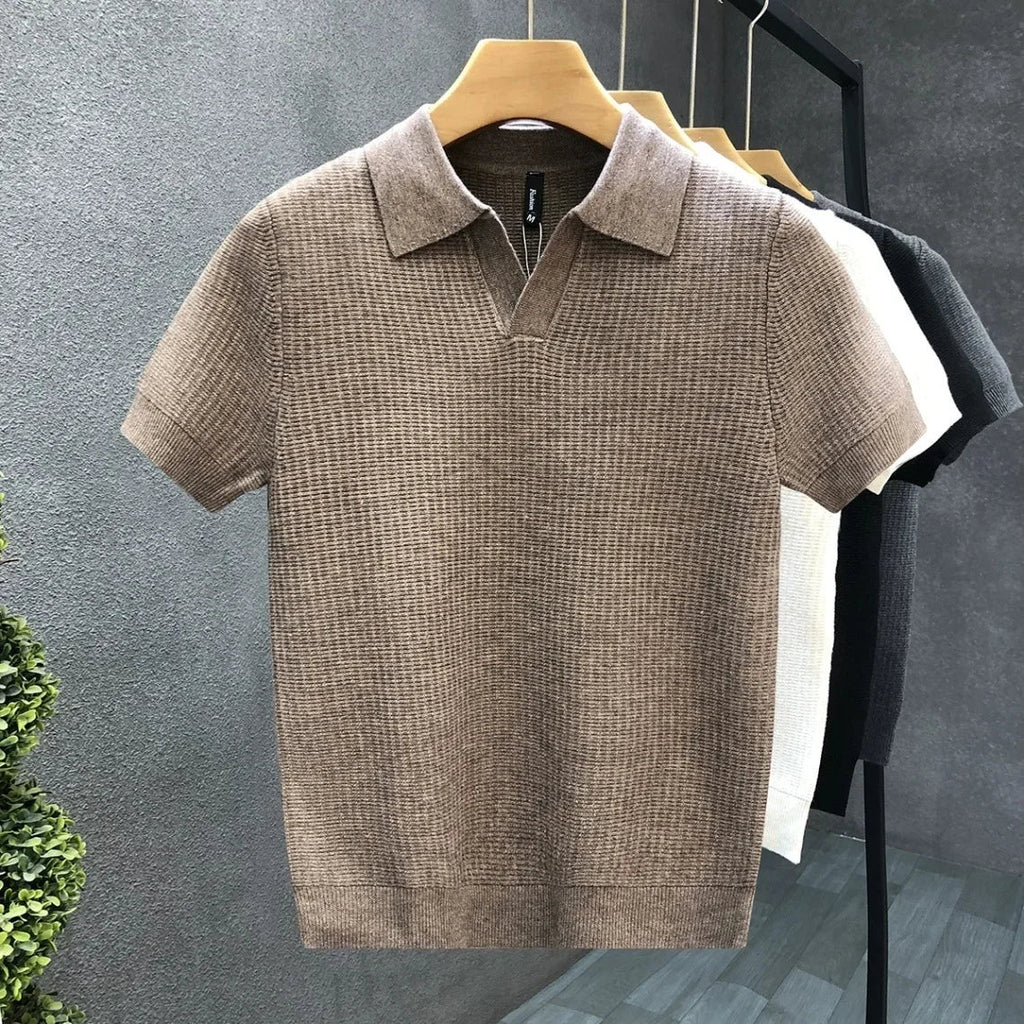 Timo - Ademend gebreid poloshirt