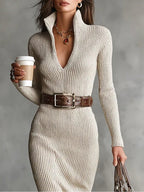 Marlayn - Tricot jurk met hoge hals