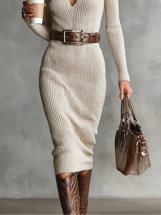 Marlayn - Tricot jurk met hoge hals