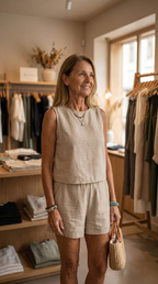 Linda - Zomerset met Mouwloze top en shorts